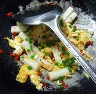 Stir-fried Rice Cake with Chopped Pepper and Egg recipe