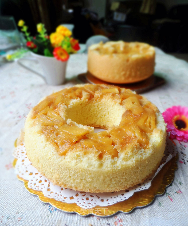 #aca烤明星大赛#pineapple Flip Sponge Cake recipe