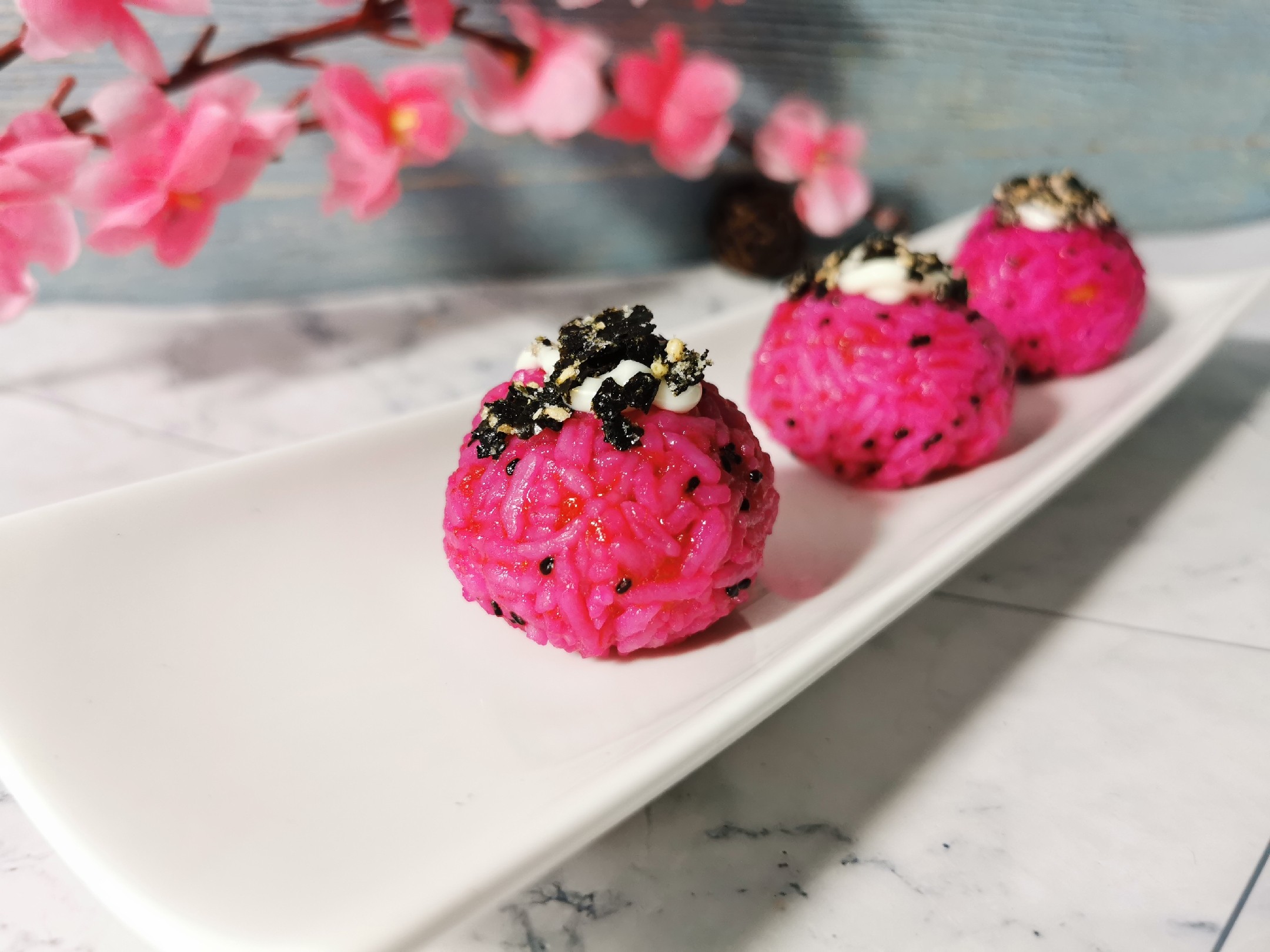 Dragon Fruit Sushi Rice Ball recipe