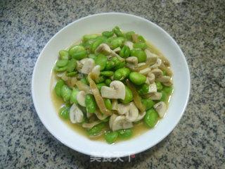 Fried Broad Beans with Mustard and Mushrooms recipe