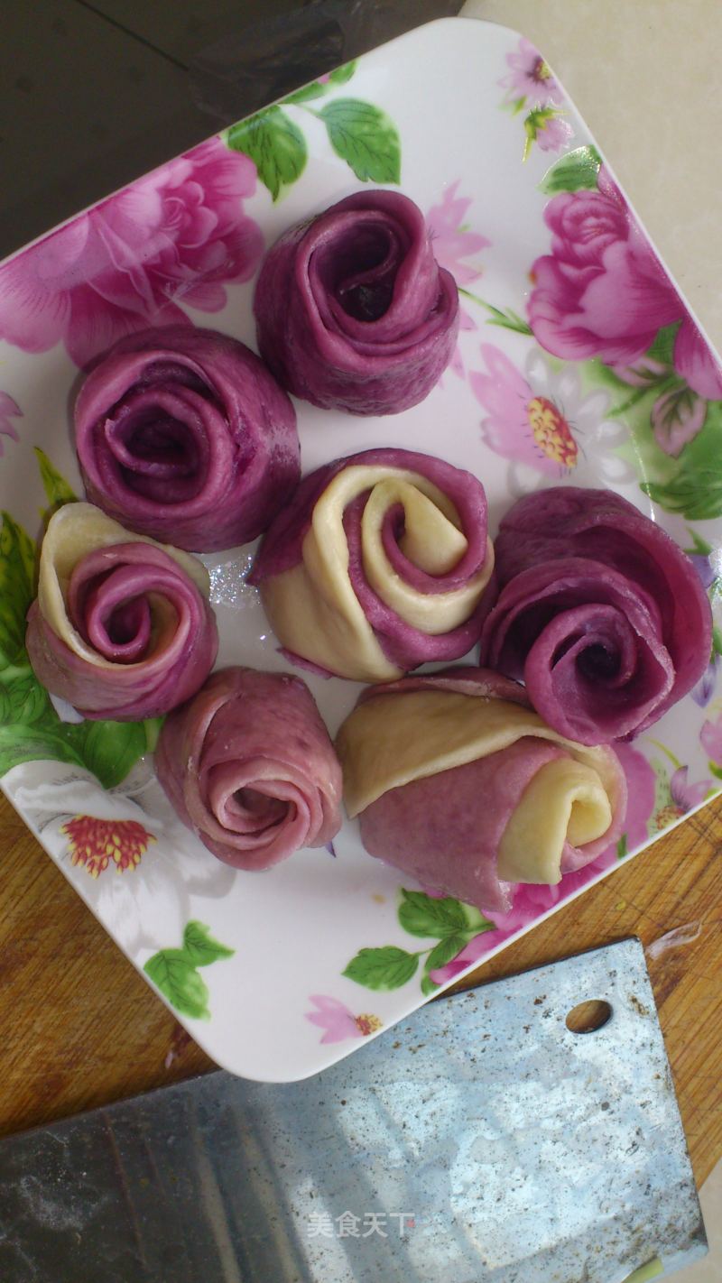 [ma Ma Small Kitchen] Purple Sweet Potato and Rose Bun recipe