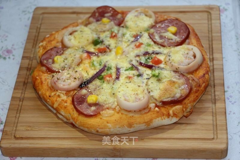 #aca烤明星大赛# Ham and Squid Pizza