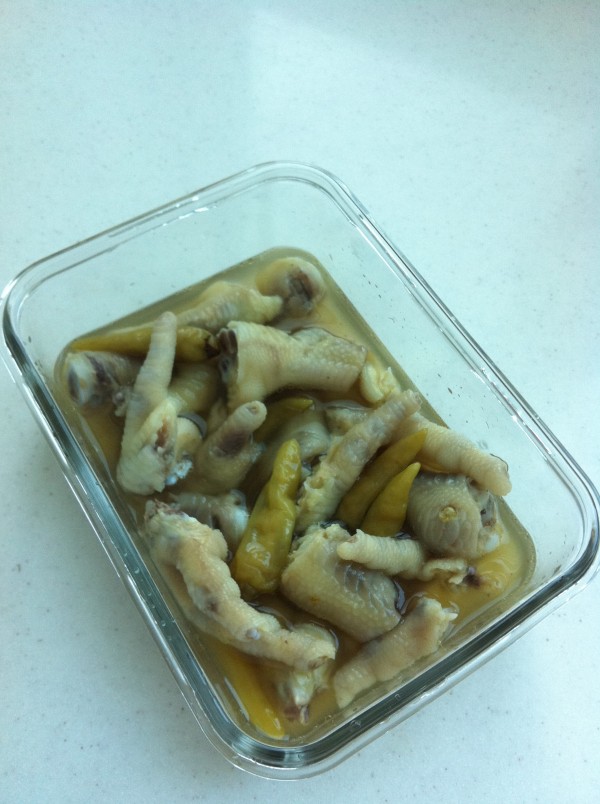 Marinated Chicken Feet with Pickled Peppers recipe