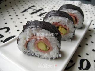 Avocado Ham Sushi-two Rolls and Two Different Colors recipe