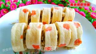 Pork Floss Purple Sweet Potato Cake Roll recipe