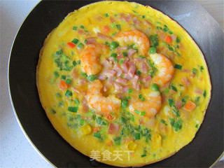 Shrimp and Leek Thick Omelet recipe