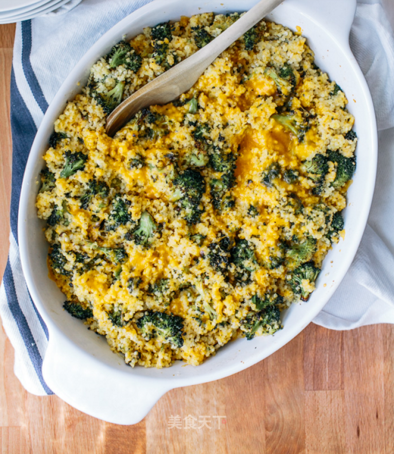 Roasted Broccoli Millet with Cheese