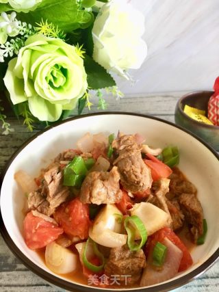 "meat, Meat Dishes" Stir-fried Beef with Onion and Tomato recipe