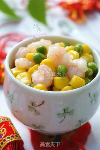 Fried Shrimp with Corn and Peas recipe