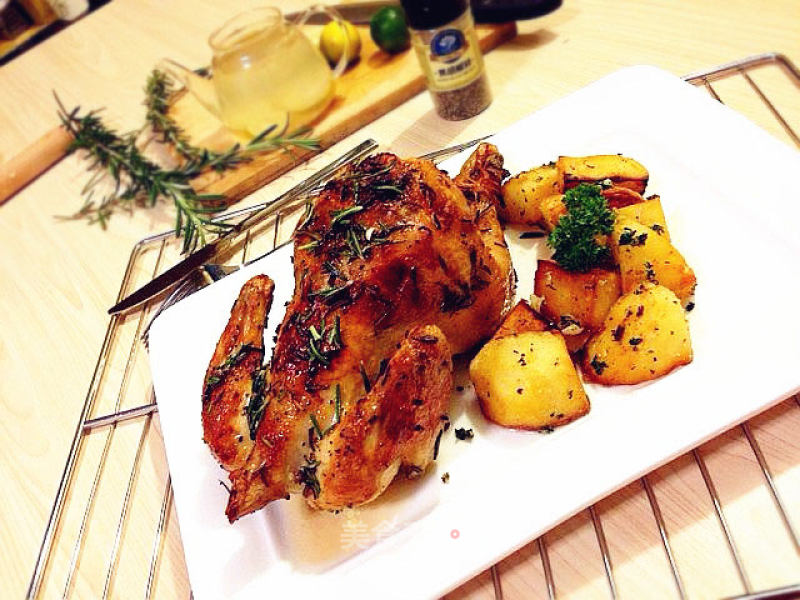 World Cup Roasted Spring Chicken with Lemon Sauce and Herbs recipe