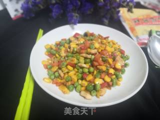 Fried Corn with Peas recipe