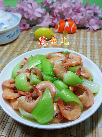 Stir-fried Sea Prawns with Vegetable Stems recipe