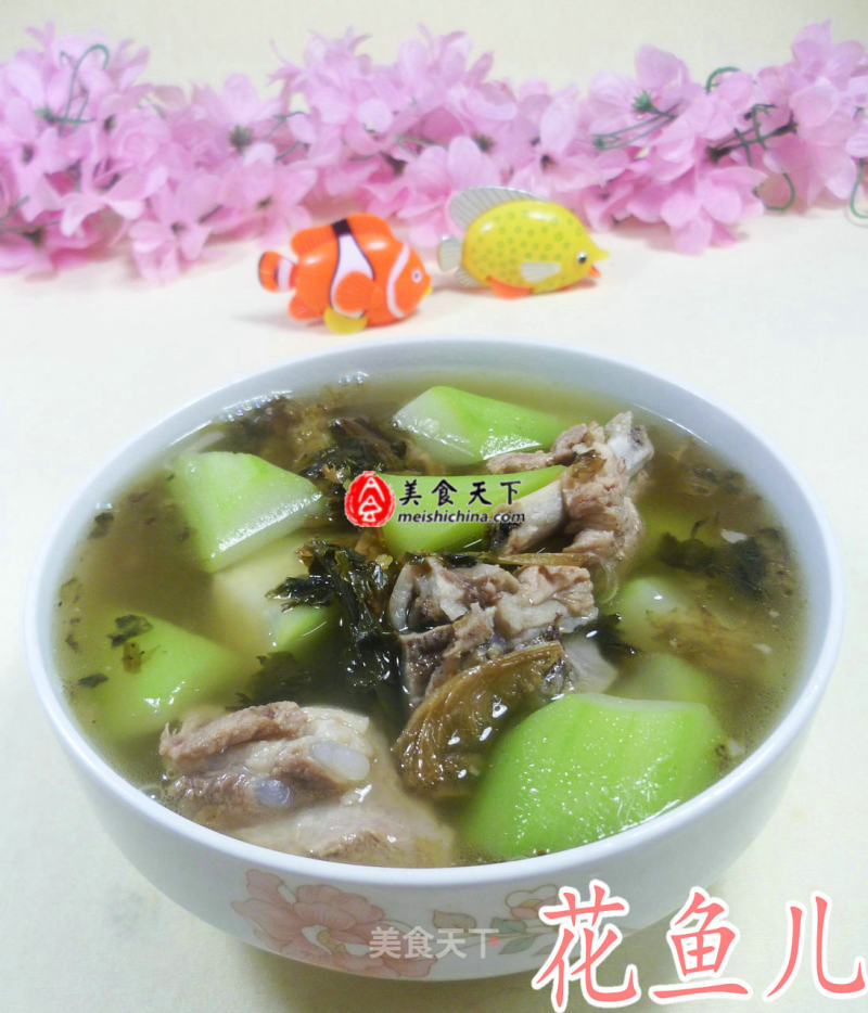 Plum Dried Vegetable Night Blossom Pork Rib Soup recipe