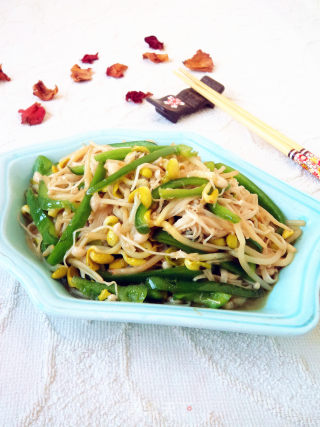 Fried Enoki Mushroom with Soybean Sprouts recipe