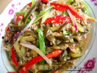 Stir-fried Shredded Eggplant with Minced Beef recipe