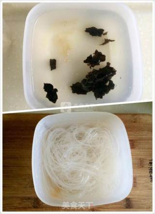 Loofah and Fungus Vermicelli Soup recipe