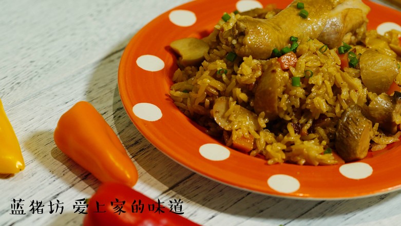 Braised Rice with King Pleurotus and Chicken Drumsticks recipe