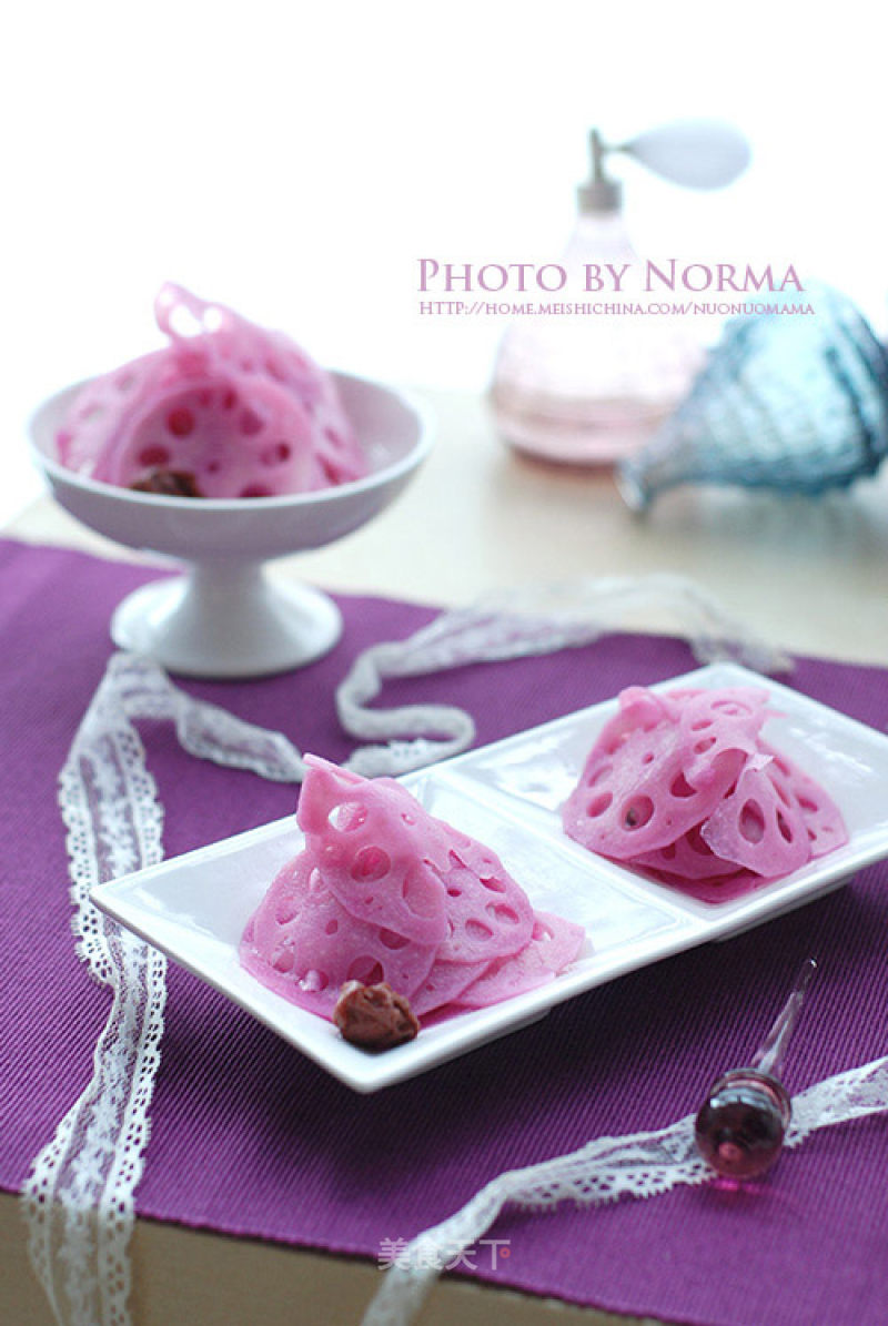 Purple Cabbage Lotus Root Slices recipe