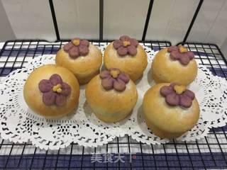 #aca Fourth Session Baking Contest# Making Erotic Buns with Purple Sweet Potato Flowers recipe