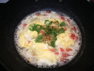 Enoki Mushroom and Mustard Egg Drop Soup recipe