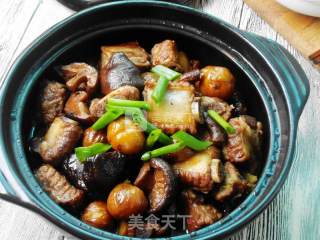 Grilled Pork Ribs with Mushrooms and Chestnuts recipe
