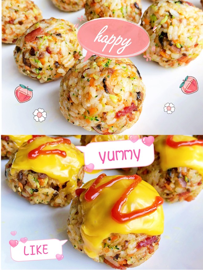 [colorful Rice Balls] There are Rice, Vegetables, Meat, Milk, and Seafood🥰