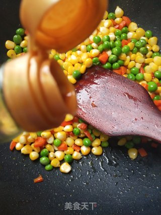 Stir-fried Carrots with Corn and Green Peas recipe