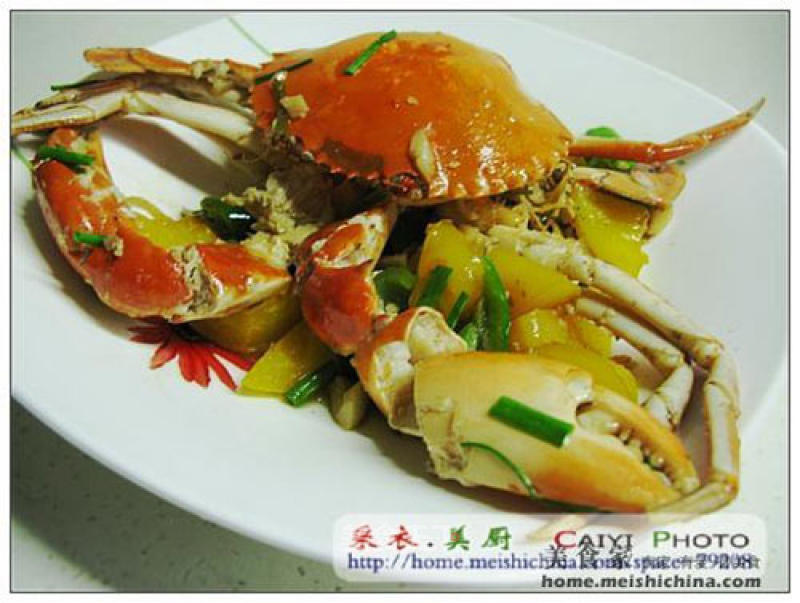 Stir-fried Green Crab with Green Onion and Ginger recipe