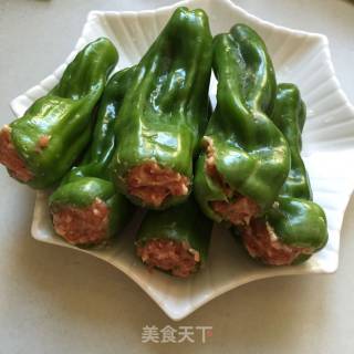 #trust之美#stuffed Meat with Tiger Skin and Green Pepper recipe