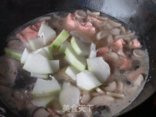 Oatmeal Rice with Salmon Mushroom Soup recipe