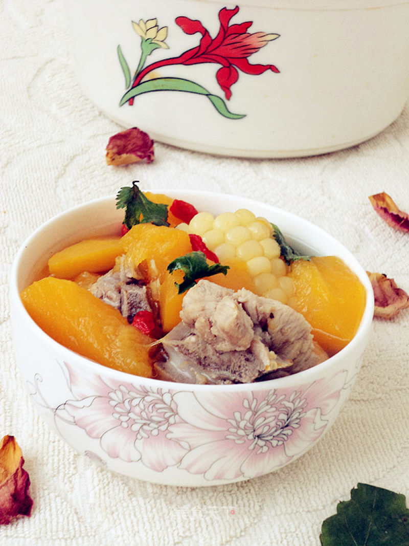 Pumpkin and Corn Pork Ribs Soup recipe