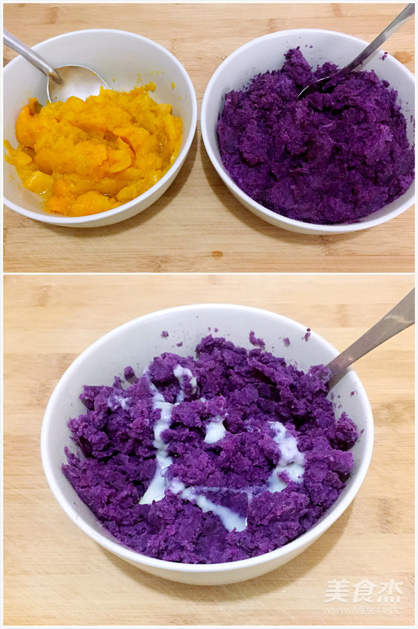 Pumpkin, Purple Potato and Black Sesame Cake recipe