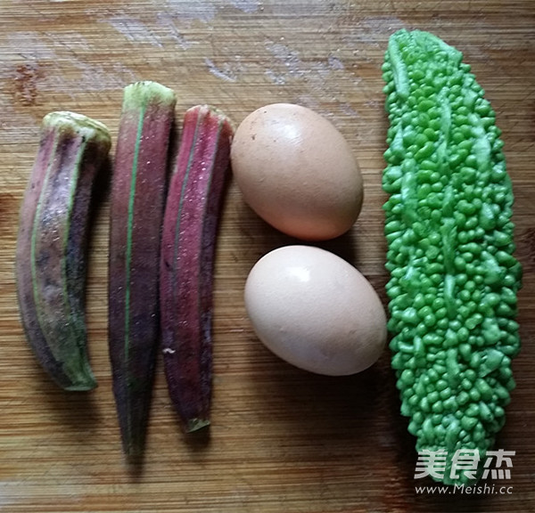 Bitter Gourd and Egg Fried Red Okra recipe