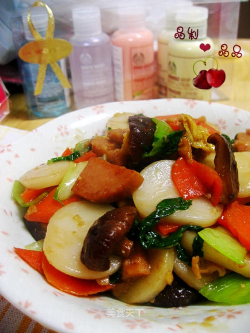 【zhejiang Cuisine】five-color Fried Rice Cake recipe