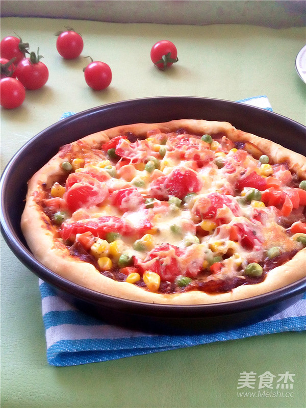 Pastoral Colorful Vegetable Bacon Pizza recipe