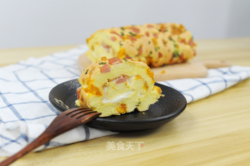 Salted Egg Yolk Ham Cake Roll recipe