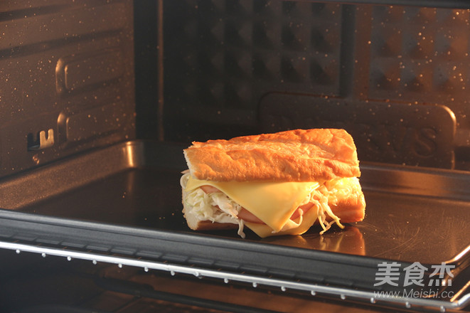 Cheese, Ham and Vegetable Baguette Sandwich recipe