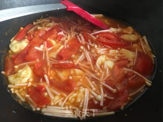 Tomato and Enoki Mushroom Tofu Soup recipe