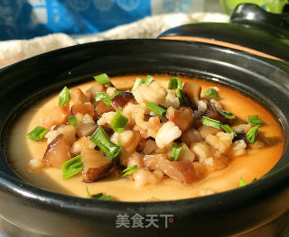 Steamed Eggs with Krill Meat and Mushrooms recipe