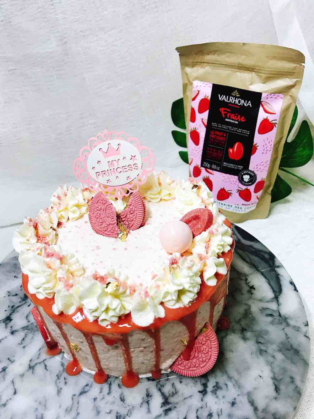 Strawberry Chocolate Glaze Cake Bursting with Girly Hearts recipe