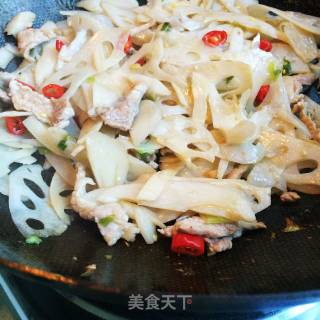 Stir-fried Lotus Vegetable with Sliced Pork recipe