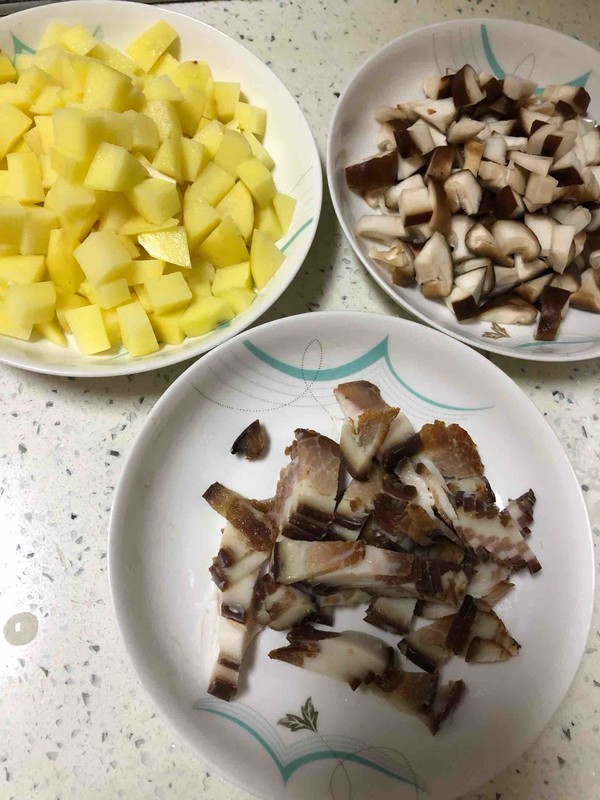 "homemade" Bacon Braised Potatoes, Mushroom Crusted Rice recipe