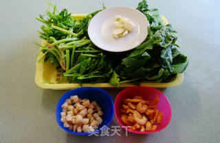 Jiang Scallops, Dried Shrimps and Spinach in Soup recipe