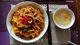 Spicy Fried Udon Noodles recipe