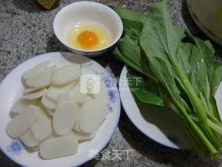 Stir-fried Rice Cake with Egg and Rape recipe