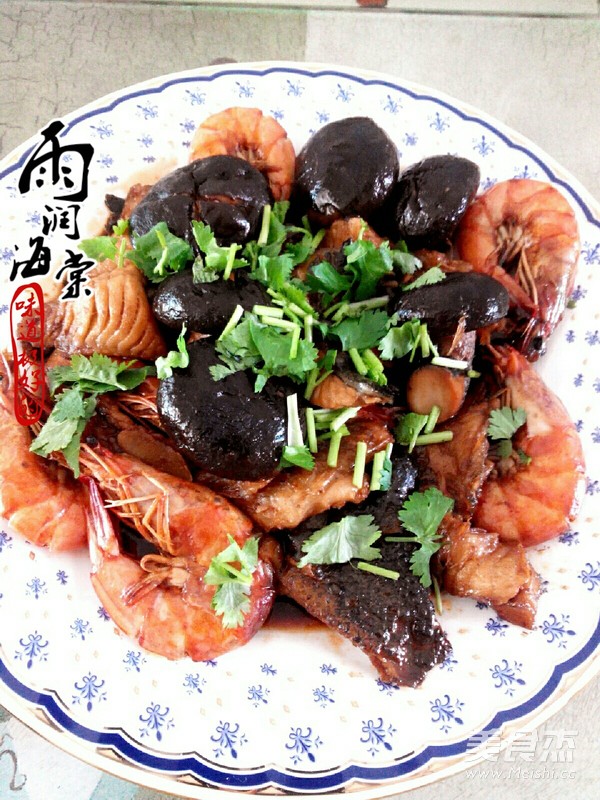 Sea Cucumber Braised Prawns recipe