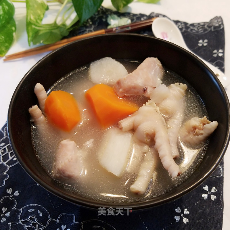 Yam Carrot Chicken Feet Soup recipe