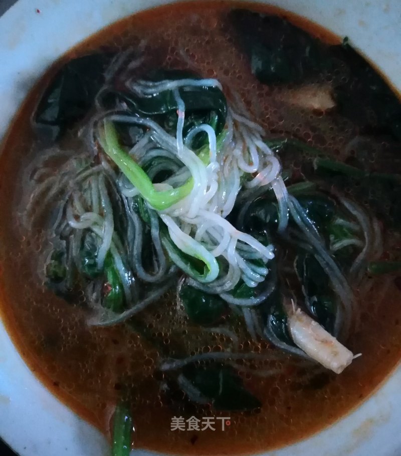 Spinach Vermicelli and Shrimp Skin Soup recipe