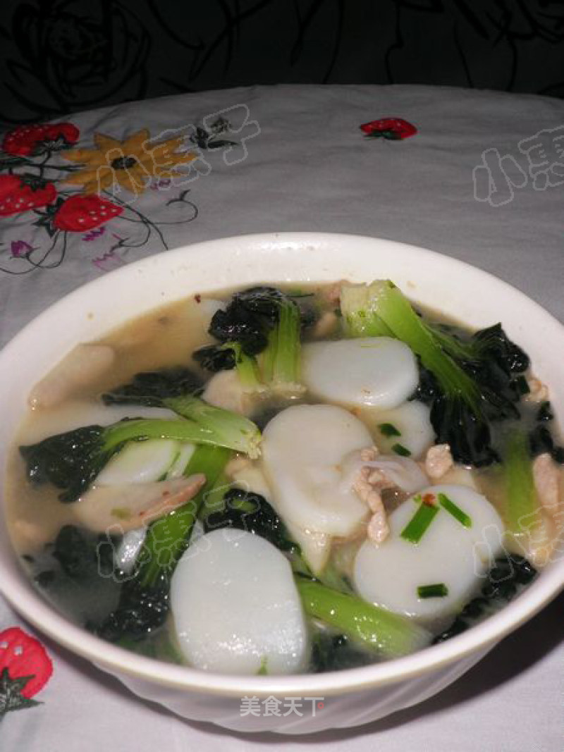 Like A Blooming Dark Green Chrysanthemum-----tasso Cauliflower, Mushrooms, Shredded Pork and Rice Cake Soup recipe