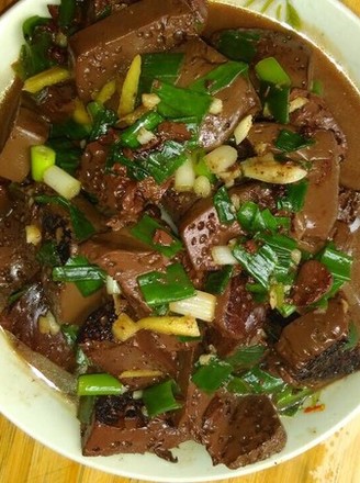 Stir-fried Pork Blood with Shallots recipe